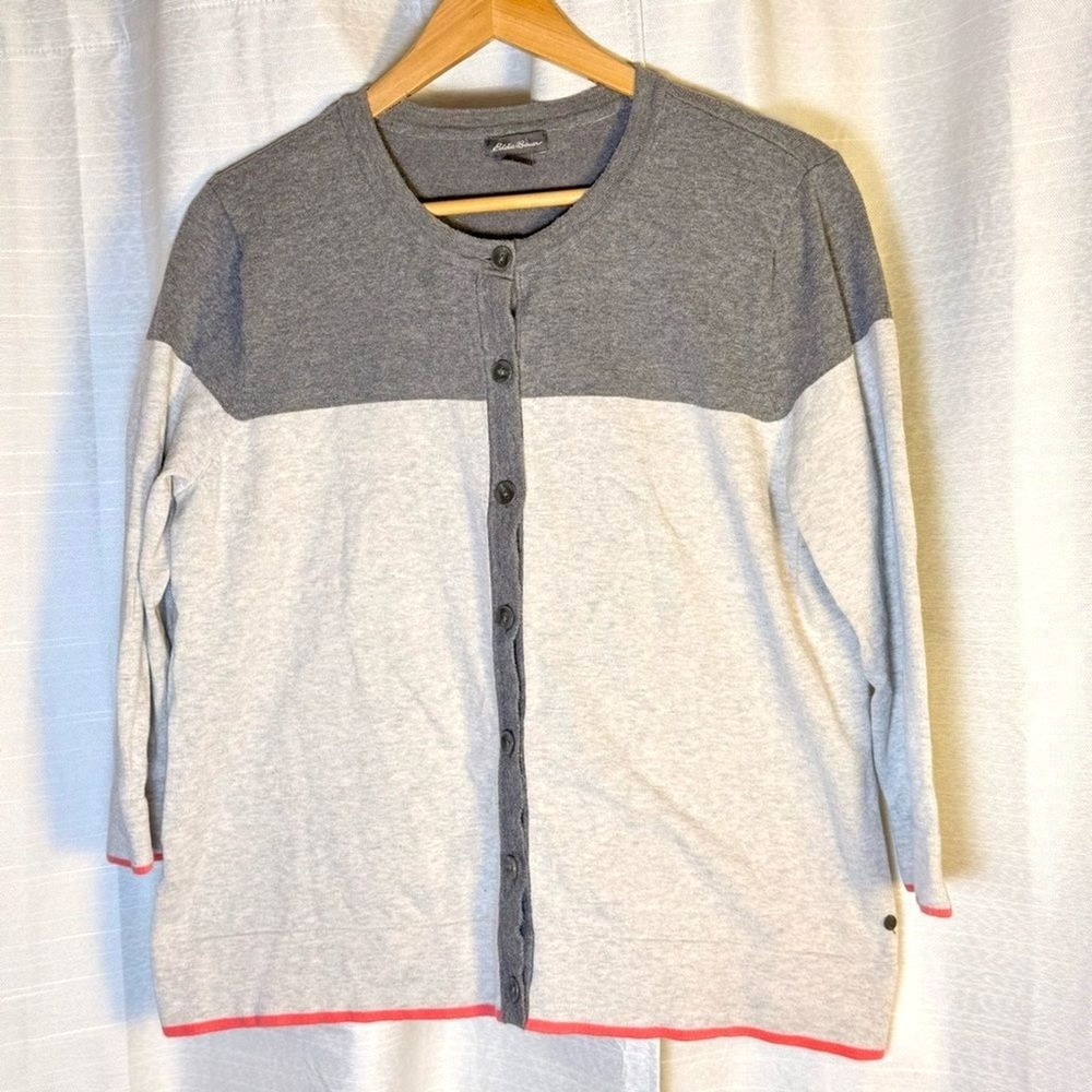 Eddie Bauer Tellus Layering Cardigan Gray and Light Gray Button-Up size XL